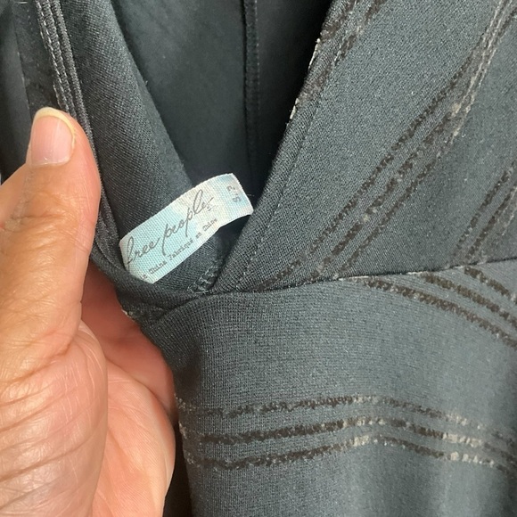 Free People Black Velvet Striped Skater Dress - Picture 8 of 10